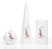 Kaarsen - Set Handgeschilderd - winter - vogels - kerst - kaars - kerstverlichting