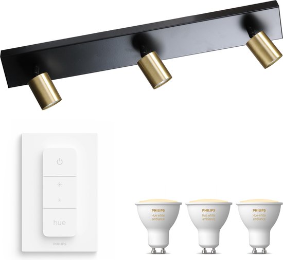 Philips MyLiving Pongee Opbouwspot Wit - 4 Lichtpunten - Spotjes Opbouw Incl Philips Hue White Color Ambiance Gu10 Bluetooth