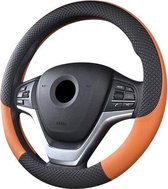 Stuurhoes Auto - Voor 37-38 cm Stuurwiel - Zwart met Oranje - Voorgevormd - Hoge kwaliteit