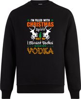 Sweater zonder capuchon - Jumper - Foute Kerst - Kerst Trui - Kerst Sweater - Ronde Hals Sweater - Christmas - Happy Holidays - Black - I'm Filled With Christmas No Vodka - XL