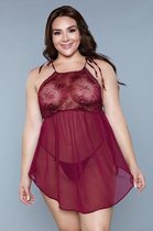 Alana Nachtjurkje - Plus Size - Rood - Sexy Lingerie & Kleding - Lingerie Dames - Dames Lingerie - XL - Babydolls