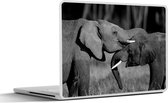 Autocollant pour ordinateur portable - 10,1 pouces - Éléphants Romping - noir et blanc - 25x18cm - Autocollants pour ordinateur portable - Peau pour ordinateur portable - Couverture