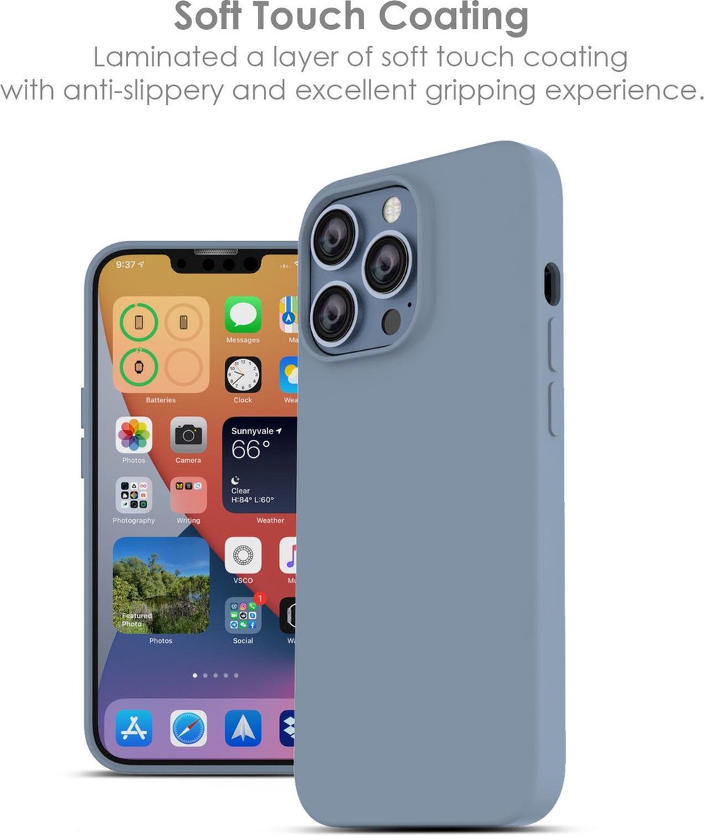 Hoesje Geschikt voor iPhone 13 Pro – Liquid siliconen backcover – Licht Blauw