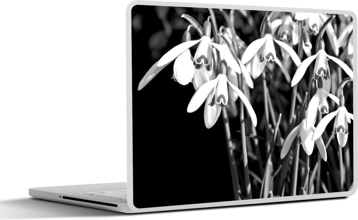 Afbeelding van product SleevesAndCases  Laptop sticker - 12.3 inch - Studio shot van sneeuwklokjes - zwart wit