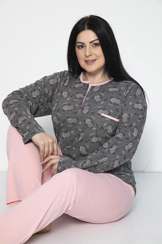 Sophia Mila Dames Luxe Pyjama | 2-delige Set | Lange Mouwen | Grote Maten Dames | Plus Size | Pyama Dames Volwassenen | Lange mouw | Katoen | Pyjama Dames | Maat XXL