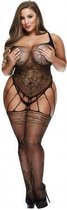 Baci - Strappy Bodystocking with Garters Queen Size
