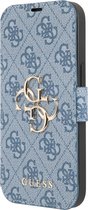 iPhone 13 Mini Bookcase hoesje - Guess - Effen Blauw - Kunstleer