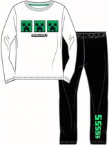 Minecraft pyjama - wit - zwart - Maat 140 / 10 jaar