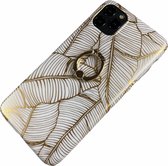 Apple iPhone 7 Plus / 8 Plus - Silicone ring bananenblad zacht hoesje Floor goud - Geschikt voor