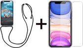 iParadise iPhone 13 hoesje met koord transparant shock proof case - 1x iPhone 13 screenprotector