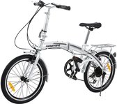 Luxiqo® Vouwfiets | Fiets | 7 versnellingen | 20 Inch | Opvouwbare fiets | Inclusief Reflectoren | Fiets accessoires | Zilver