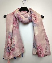 Lange dames sjaal Ingrid roze blauw