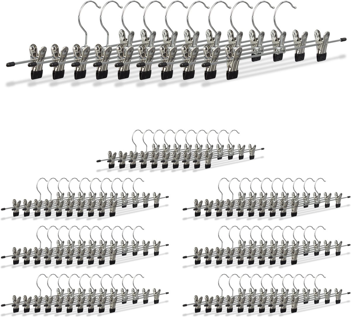 80x broekhanger metaal - klemmen met antislip - pantalonhanger - kledinghanger