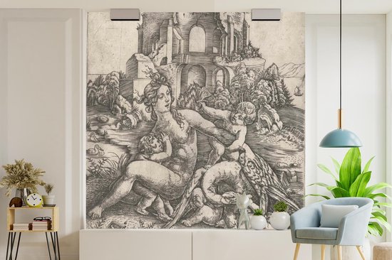 Behang - Fotobehang Leda en de zwaan met haar vier kinderen