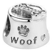 Tracelet - Zilveren bedels - Honden bedel etensbak | Zilveren voederbak | 925 Sterling Zilver - Pandora Compatible - Met 925 Zilver Certificaat - Tip voor Valentijn