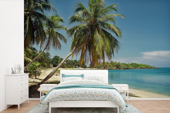 Papier peint - Papiers Papier peint photo Les palmiers avec la mer et le ciel bleus aux îles de la Baie en Amérique du Amérique - Largeur 525 cm x hauteur 350 cm