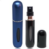 MaxedMore Navulbare Parfumverstuiver 5ml Zwart & Blauw - 65 Keer Spraybare Parfum Verstuiver - Hervulbaar Tasverstuiver voor Parfum - Meeneem Mini Geur Flesje voor op Reis - Lipsti