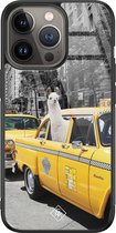 iPhone 13 Pro hoesje glass - Taxi lama | Apple iPhone 13 Pro  case | Hardcase backcover zwart