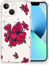 Anti Shock hybrid Case iPhone 13 Telefoon Hoesje met doorzichtige rand Blossom Red