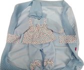 babypopkleding Newborn meisjes textiel blauw/wit