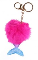 sleutelhanger fluffy met zeemeerminnenstaart 11 cm