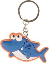 sleutelhanger haai junior 6 cm rubber oranje/blauw