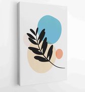 Canvas schilderij - Botanical wall art vector set. Foliage line art drawing with abstract shape. 1 -    – 1857714901 - 115*75 Vertical