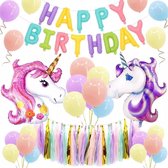 55 stuks MagieQ Eenhoorn Decoratie Pakket Ballonnen met Lint – Verjaardag|Feest|Party|Kinderfeesje|Decoratie|versiering|