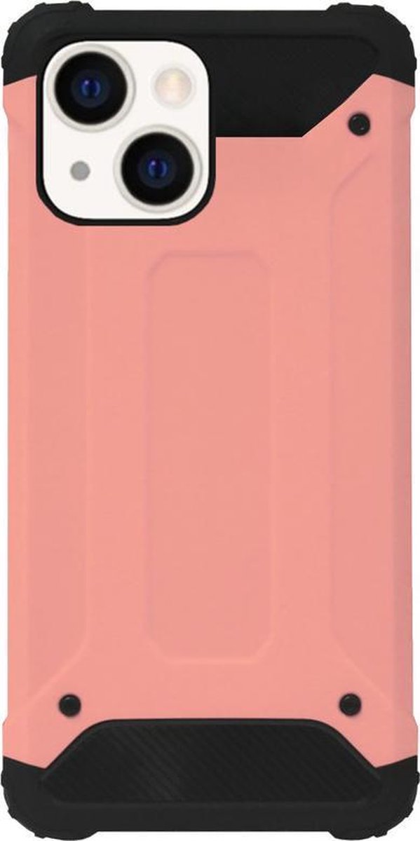 WLONS Rubber Kunststof Bumper Case Hoesje Geschikt Voor iPhone 13 - Goud Rose