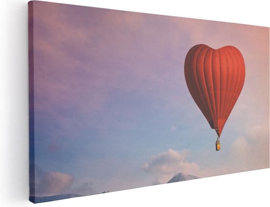 Artaza Canvas Schilderij Luchtballon in de Vorm van een Hart - Foto Op Canvas - Canvas Print