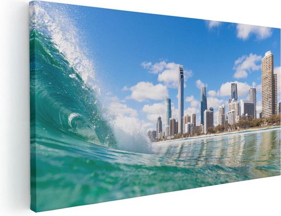 Artaza Canvas Schilderij Golf aan de Gold Coast  - 100x50 - Groot - Foto Op Canvas - Canvas Print