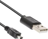Mini USB kabel 2.0 - Zwart - 0.3 meter - Allteq