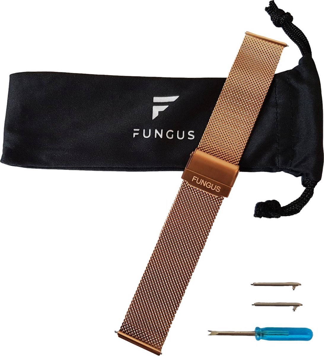 Fungus - Smartwatch bandje - Geschikt voor Samsung Galaxy Watch 6, Watch 5 (Pro), Watch 4 - Horloge 20 mm - Metaal - Milanese Mesh - Rosegoud