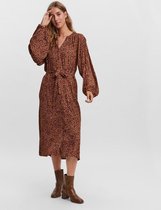 VERO MODA VMTANIA LS CALF SHIRT DRESS WVN Tobacco Brown Dames Jurk - Maat S