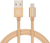 Swissten Lightning naar USB kabel voor iPhone 8/SE/X/XS/XR/11/12/13/14 - Pro/Pro Max/Mini/Plus en diverse iPad modellen - 2M - Goud