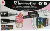 Decotime Twinmarkers - With New Colors - Cupcake Tones - Professionele Twinmarkers - 12 pieces - Alle kleuren - Hobby en Creatief Volwassenen - Alcohol Markers - Twin Markers