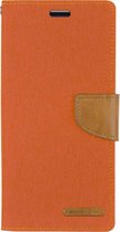 Telefoonhoesje geschikt voor iPhone 13 Pro - Mercury Canvas Diary Wallet Case - Hoesje met Pasjeshouder -Oranje