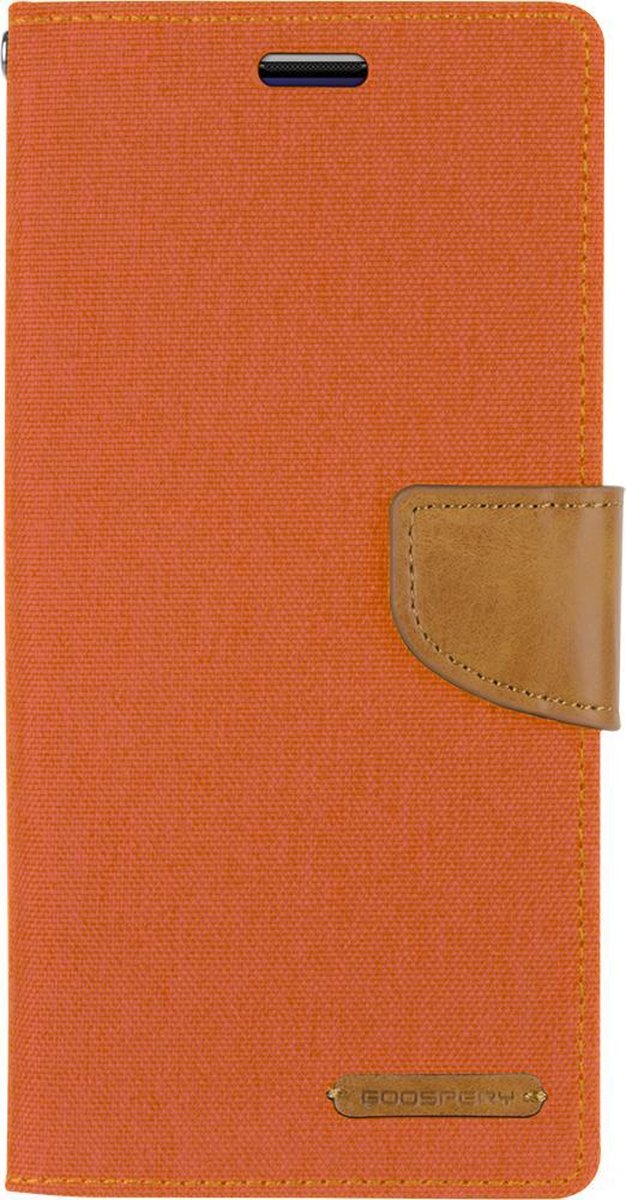 Telefoonhoesje geschikt voor iPhone 13 Pro - Mercury Canvas Diary Wallet Case - Hoesje met Pasjeshouder -Oranje
