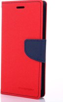 Telefoonhoesje geschikt voor Apple iPhone 13 Mini - Mercury Fancy Diary Wallet Case - Hoesje met Pasjeshouder - Rood/Blauw