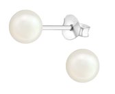 Boucles d' Boucles d'oreilles Montebello Bahar Cream - Argent 925 E-Coating - Synth. Perle - ∅6mm
