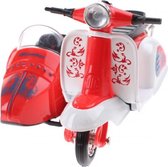 scooter met zijspan diecast 12 x 9 x 7 cm rood