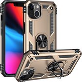 Hoesje iPhone 13 Pro Max - Goud - Met magneet en standaard - Hard case - Shockproof