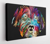 Canvas schilderij - Speed ​​painting of a pet on black background on subject of love, friendship, faithfulness, companionship between dog and man. God bless animals series.  -