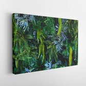 Canvas schilderij - A variety of forest garden walls such as orchids,various fern leaves,palm leaves and many more.  -     1691404840 - 115*75 Horizontal