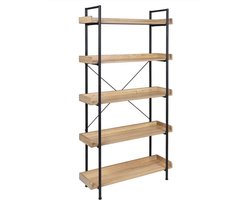 Luxiqo Boekenkast - Boekenrek - Vakkenkast - Boekenkast Industrieel - Boekenkast Kind - Kast - Opbergkast - Kasten - 91 x 25.5 x 173 cm