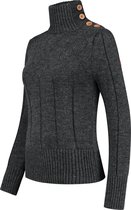 Travelin' Jumper Mora - Dames trui winter - Mock neck - Donkergrijs - Maat XXL