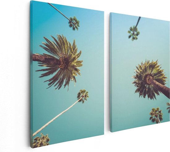 Artaza - Canvas Schilderij - Palmbomen met Bladeren in de Lucht - Foto Op Canvas - Canvas Print