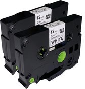 DULA - Brother Compatible Label Tape TZe-231 - 12 mm x 8 m - Zwart op Wit - voor Brother P-Touch - TZe231 - 2 Stuks