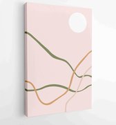 Canvas schilderij - Mountain wall art vector set. Earth tones landscapes backgrounds set with moon and sun. 1 -    – 1873825444 - 50*40 Vertical