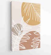 Canvas schilderij - Botanical wall art vector set. Earth tone boho foliage line art drawing with abstract shape. 3 -    – 1887340204 - 80*60 Vertical